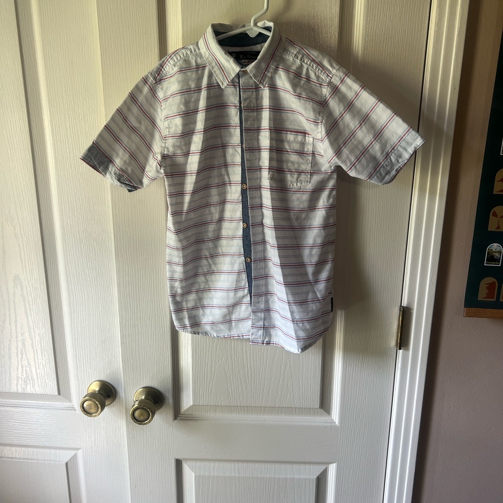 Ben Sherman White Shirt with Red and Blue Stripes